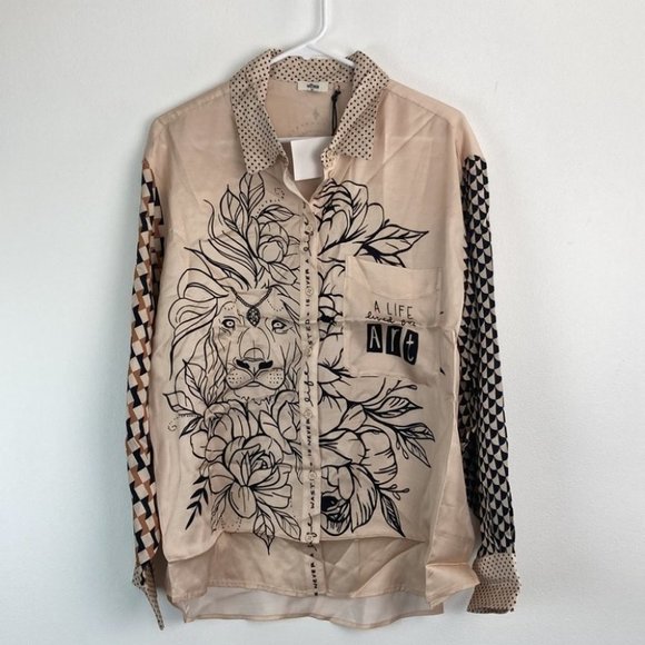 Me369 Scarlett Tattoo Print Silk Shirt - Picture 7 of 12